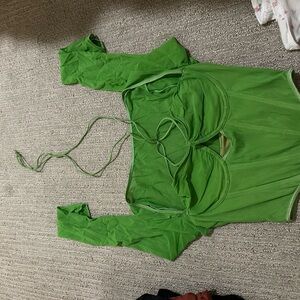 Chic Green Long Sleeve Bodysuit